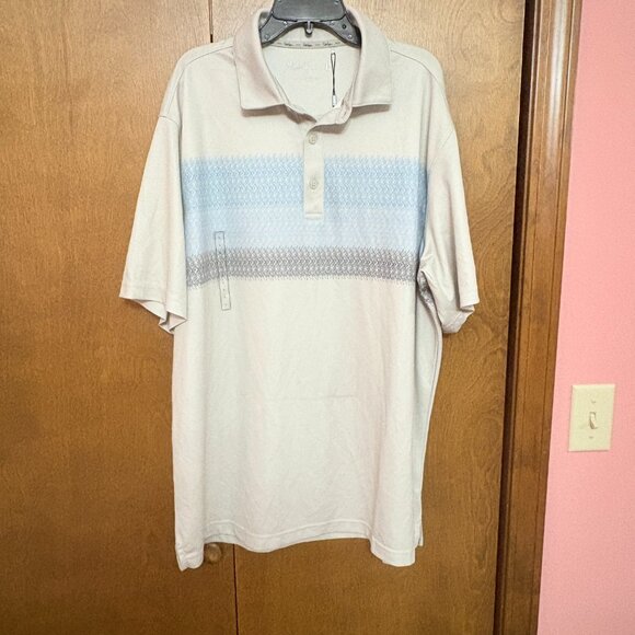 Walter Hagen P11 "Club Chest Stripe" Men's Polo Glacier Grey - Size: Large - NWT - Picture 2 of 14